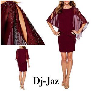 DJ Jaz 3/4 Sleeve Popover Embellished Sheath Dress. Size 16